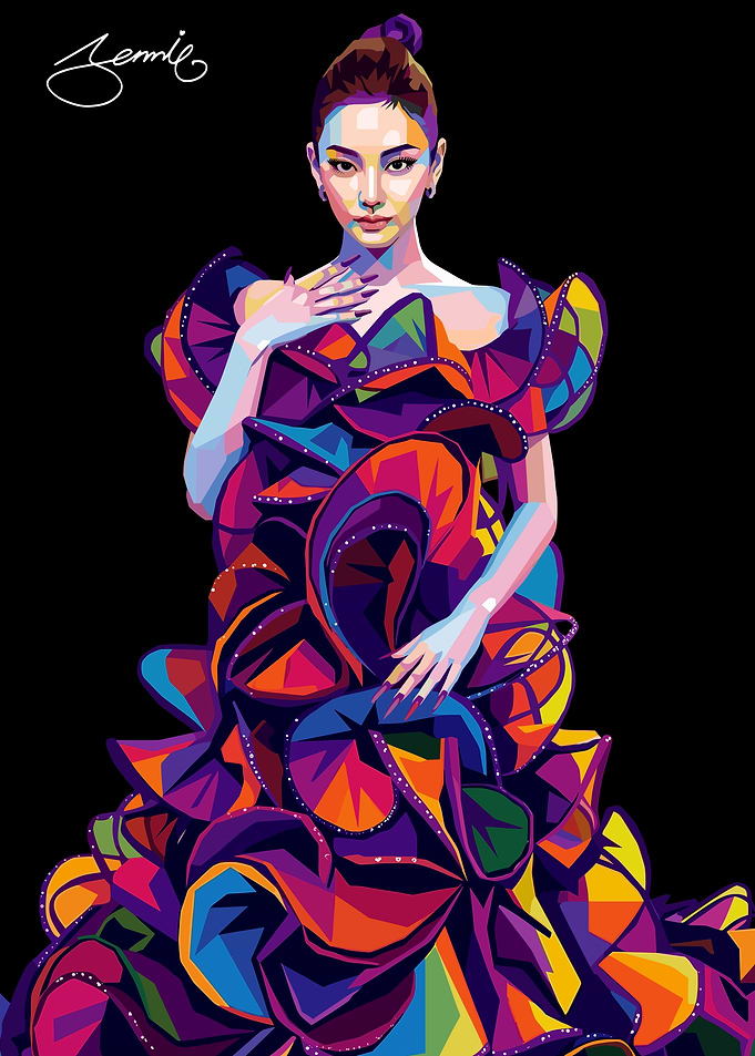 Jennie in a Colorful Ruffled Dress