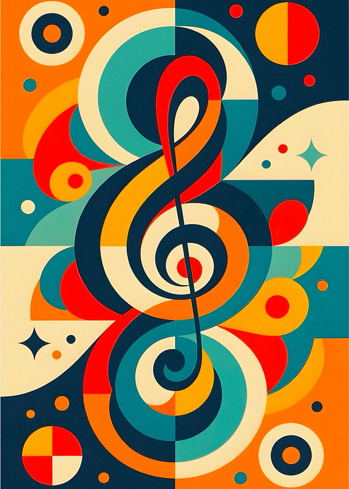 Abstract Musical Treble Clef Art