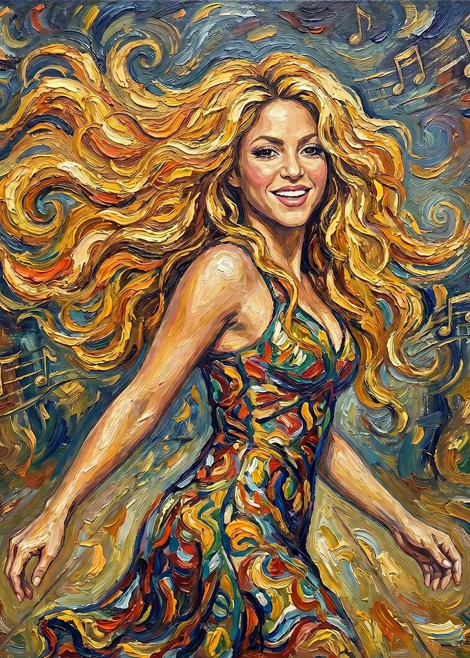 Shakira in a colorful dress