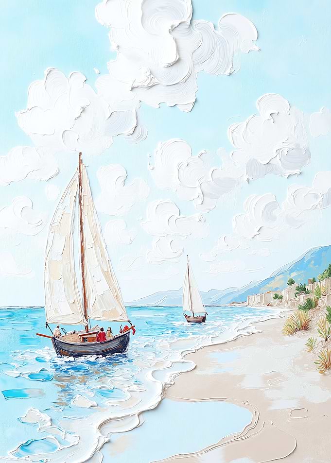 Sailboats on a Sunny Coastal Day