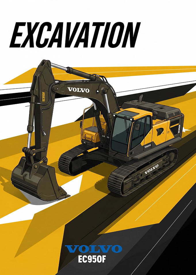 Volvo EC950F Excavator Illustration