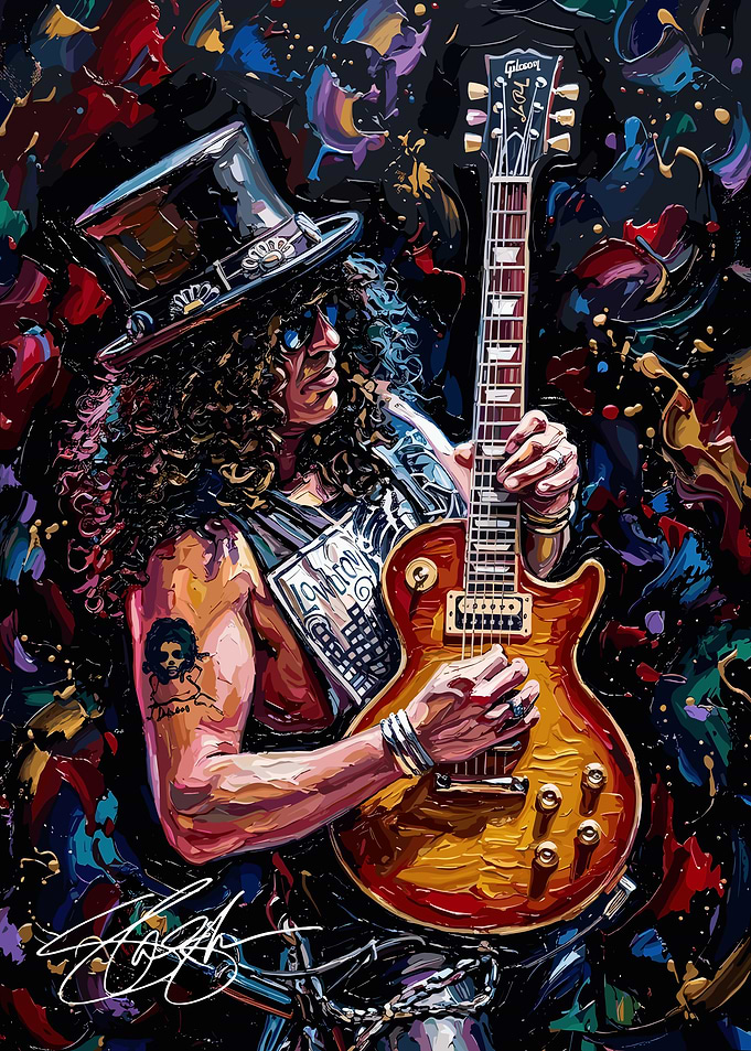 Slash Playing Guitar painting art