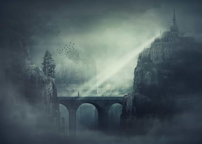 Mystical Castle on a Cliff