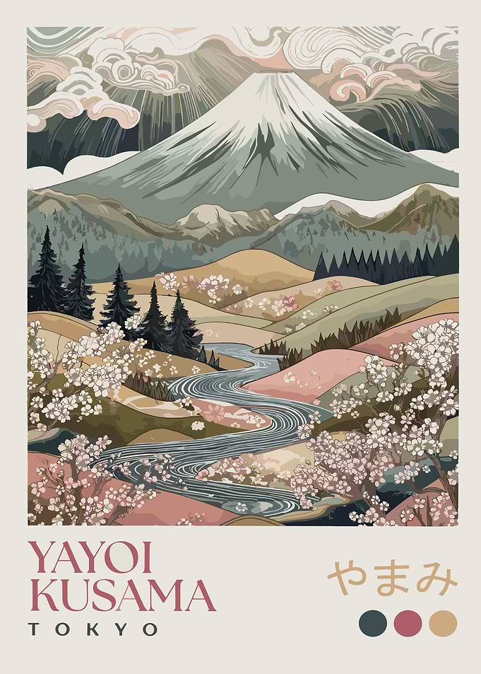 Mount Fuji Landscape with Cherry Blossoms