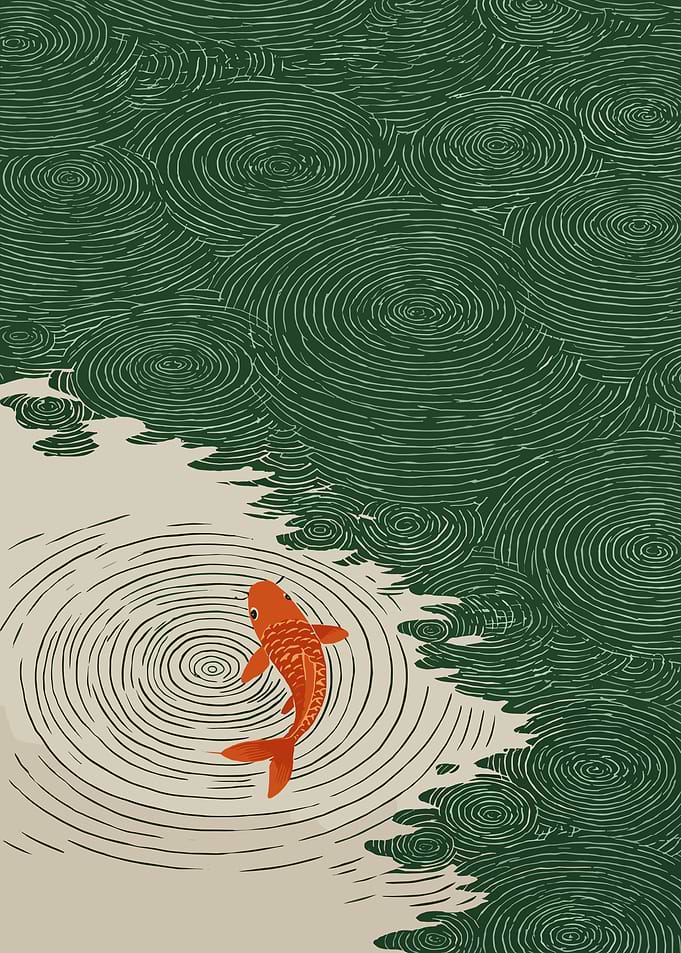 Koi Fish in Rippling Water