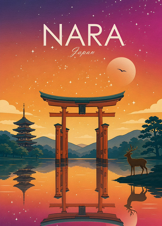 Nara Japan Travel Poster