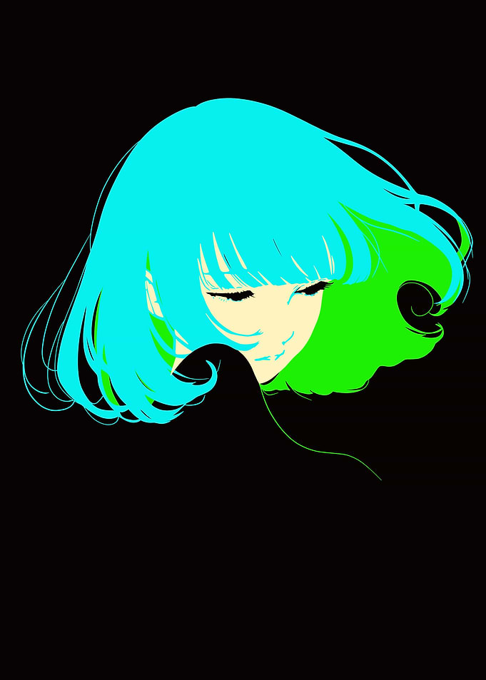 Anime Girl with Cyan Hair