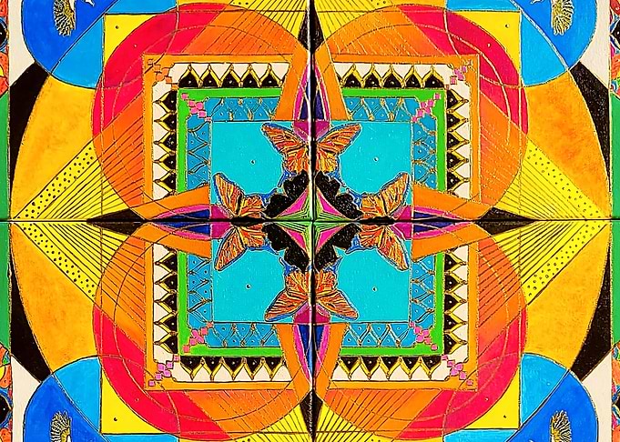 Vibrant Butterfly Mandala Art
