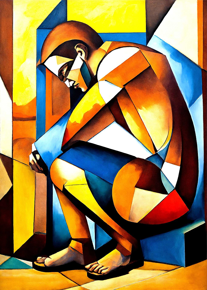 Cubist Figure in Contemplation