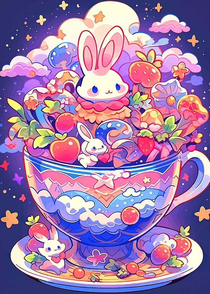 Cute Bunny Tea Cup Fantasy