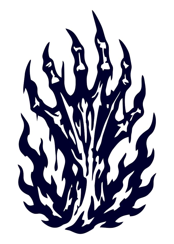 Dark Hand with Flames