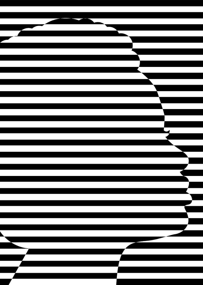 Profile Silhouette on Striped Background