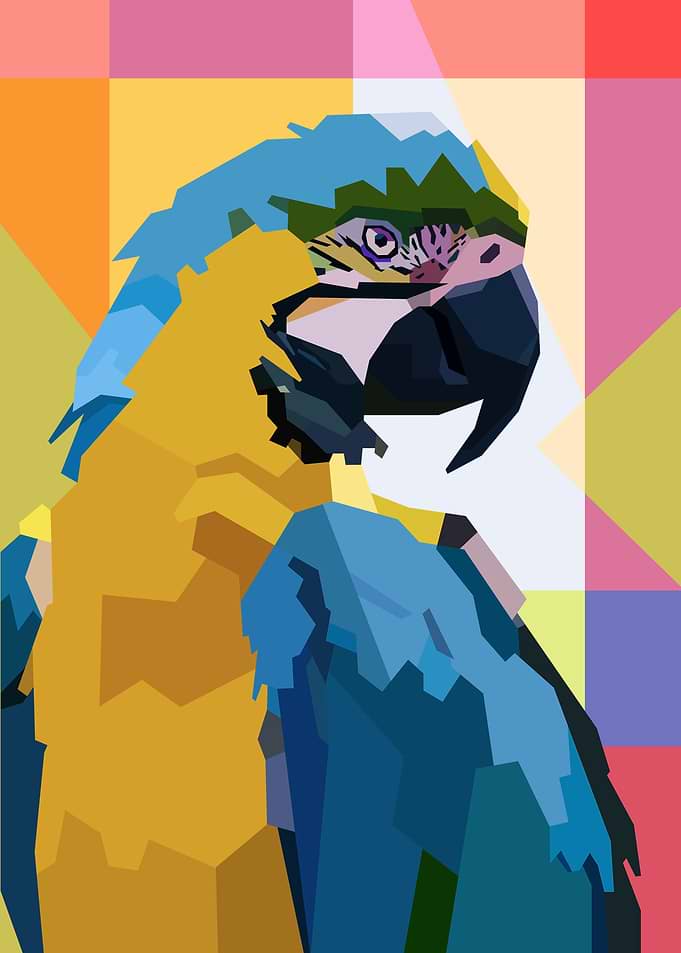 Geometric Macaw Parrot Portrait