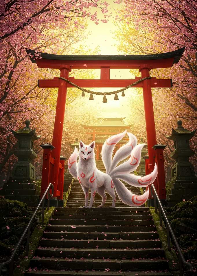 Kitsune in Japanese Shrine