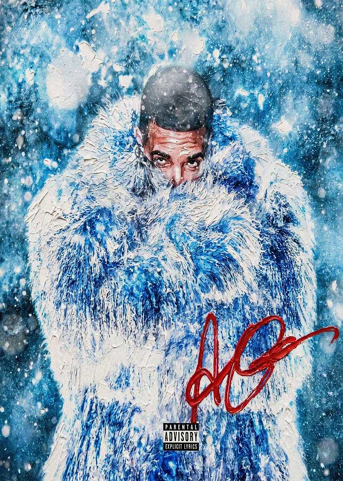 Drake in Fur Coat with Parental Advisory