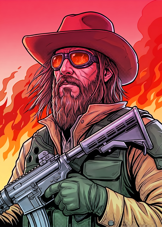 Man in Cowboy Hat with Rifle