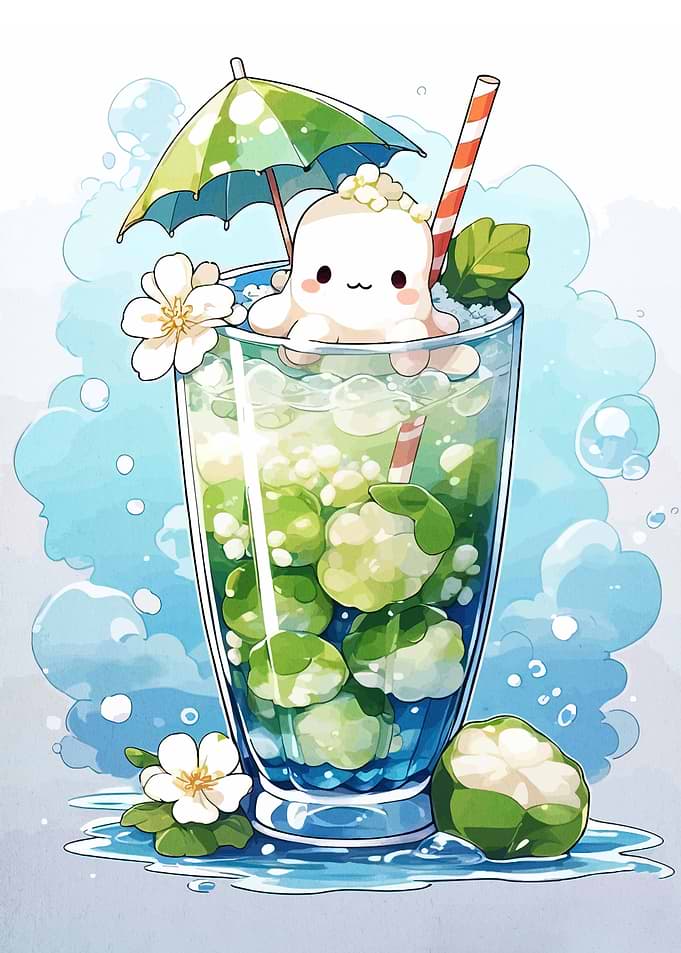 Cute Octopus Drink with Umbrella