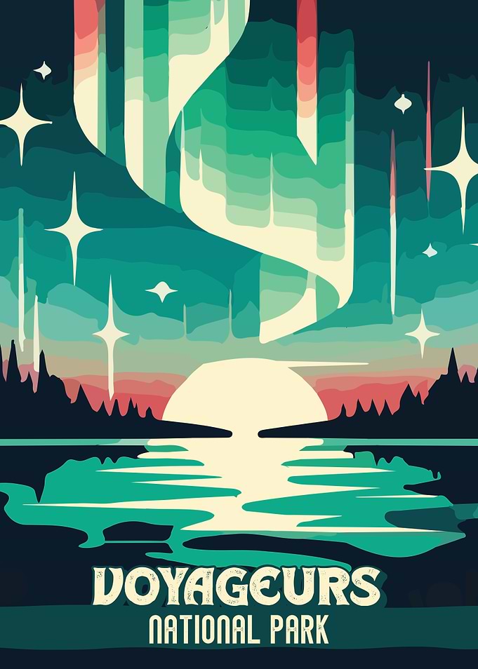 Voyageurs National Park Aurora Poster