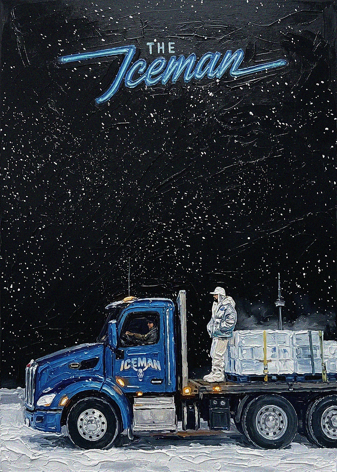 The Iceman Truck in Snowy Night