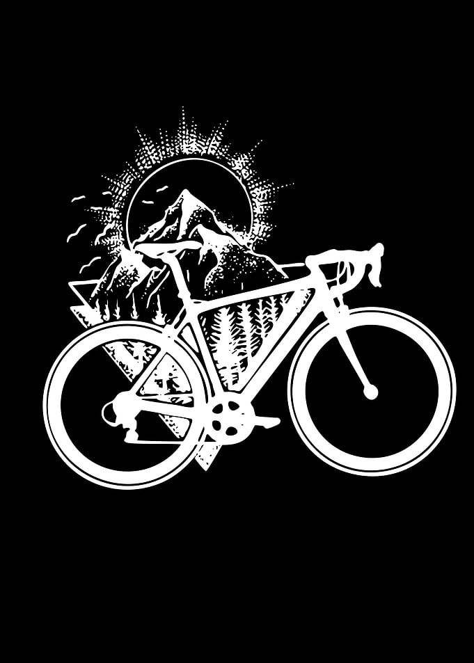 Bicycle with Mountain and Sun