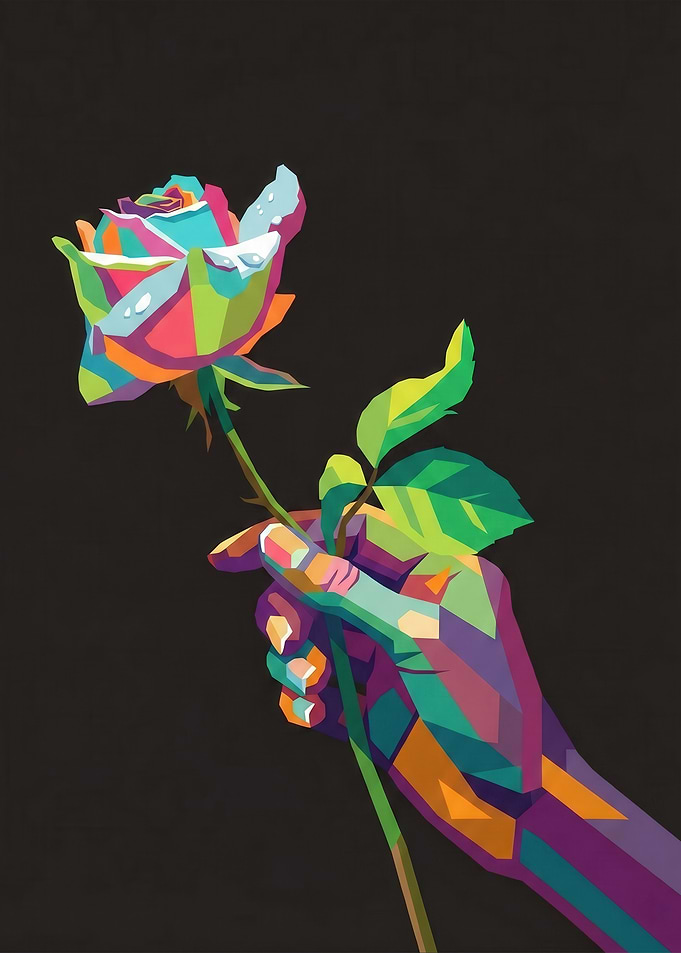 Colorful Rose Held in Hand