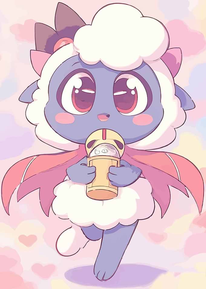 Cute Sheep-like Creature with Drink