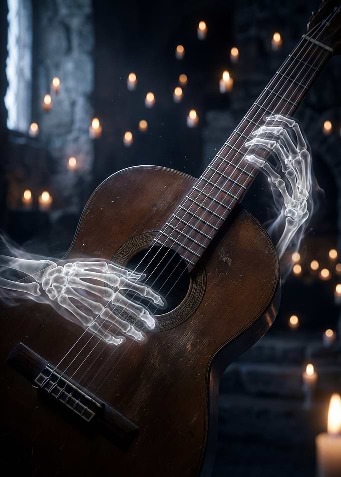 Ghostly Hands Play Guitar by Candlelight