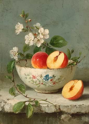 Still Life with Peaches and Blossoms