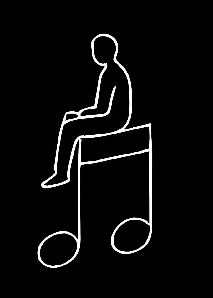 Person Sitting on Musical Note