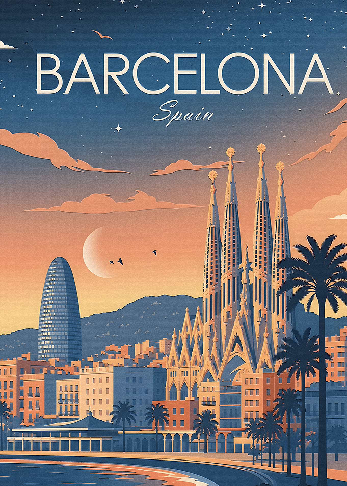 Barcelona Cityscape with Sagrada Familia
