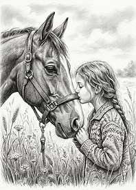 Girl kissing a horse