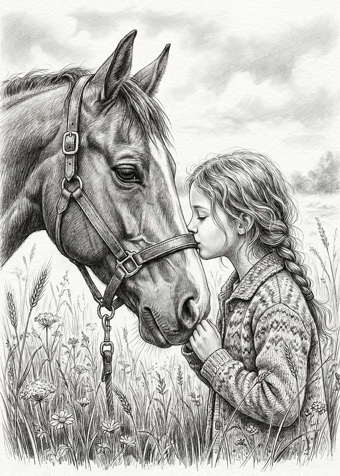 Girl kissing a horse