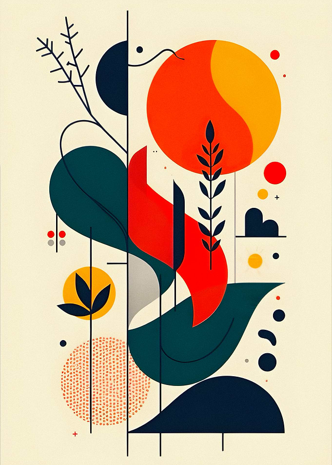 Abstract Geometric Floral Composition
