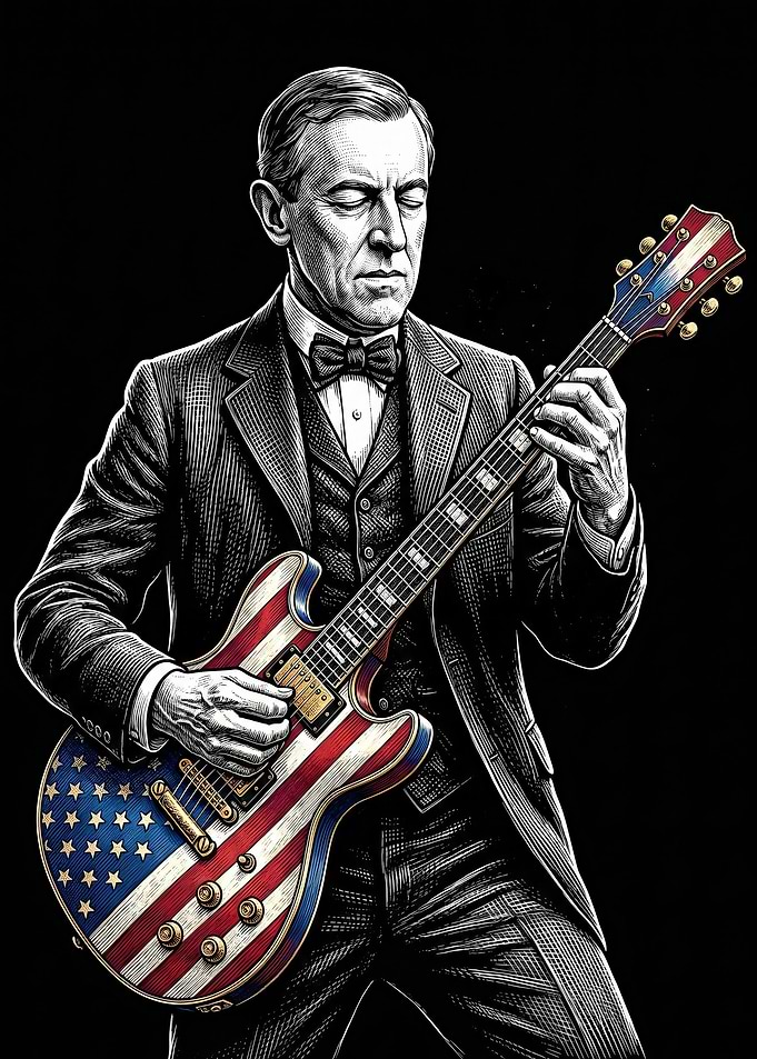 Woodrow Wilson Playing American Flag Guitar