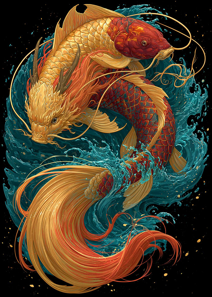 Dragon Koi Fish in Water
