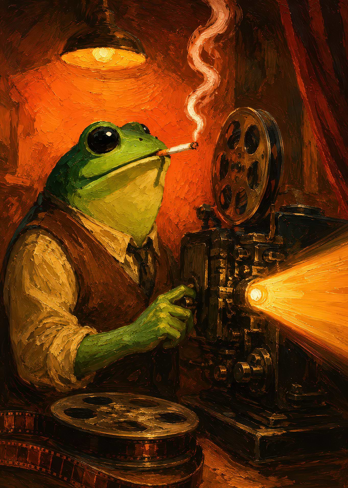 Frog Projecting a Movie