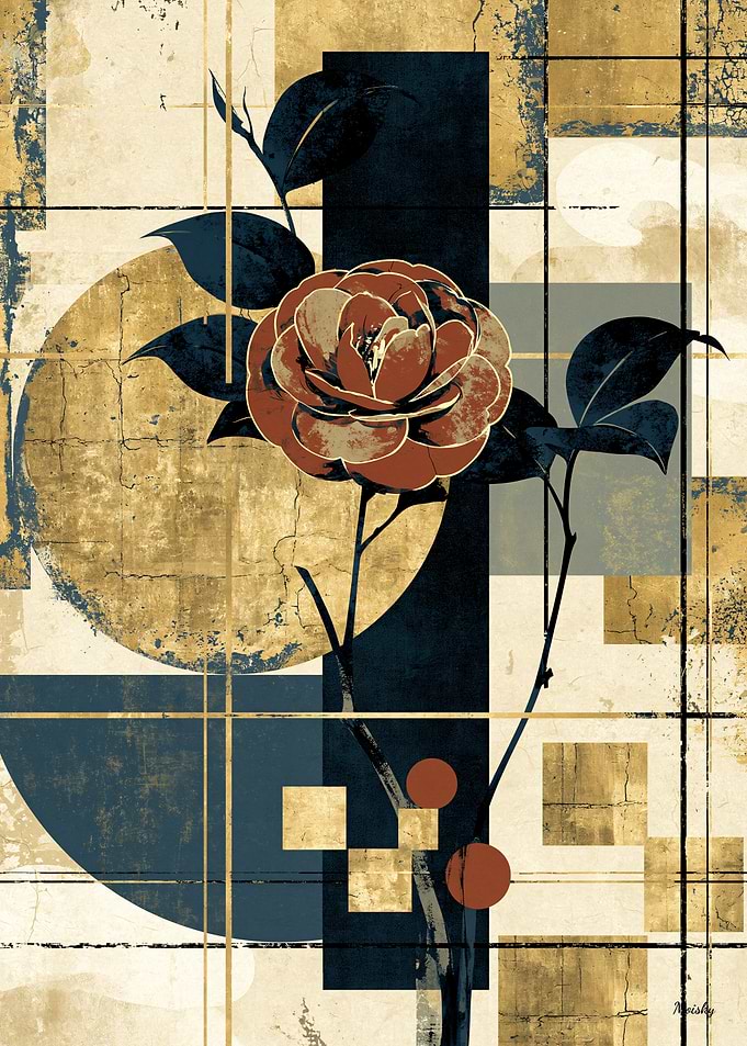 Neo-Rinpa Camellia No. 10 – Japanese Decorative Floral Wall Art