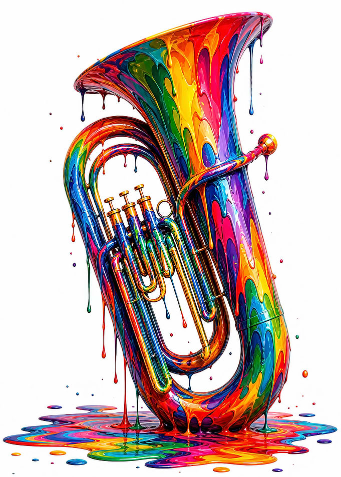 Rainbow Tuba Dripping Paint
