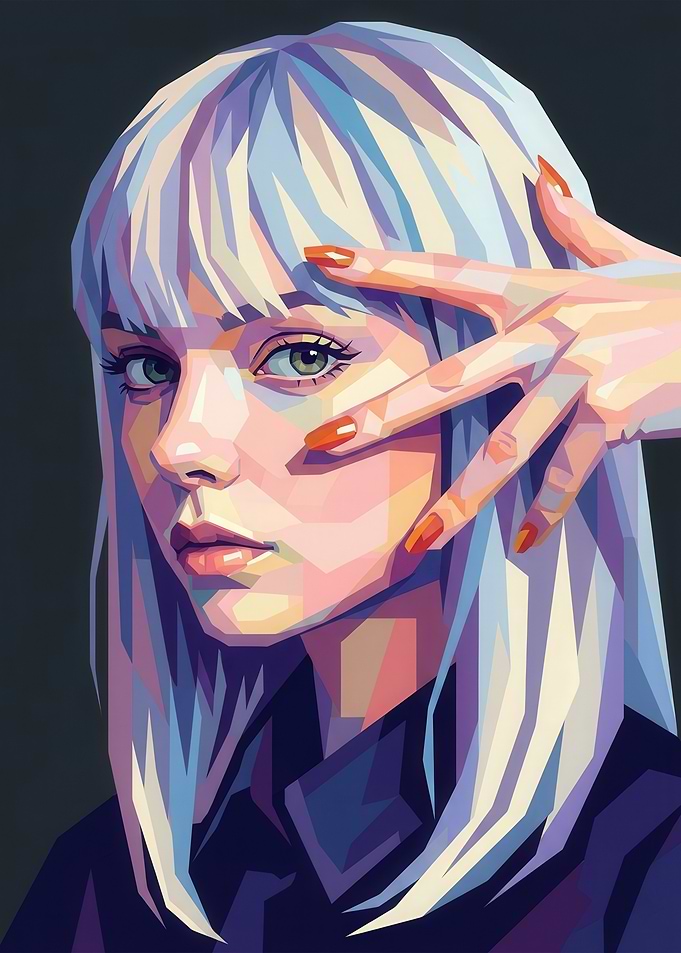 Geometric Portrait of a Woman with Hand