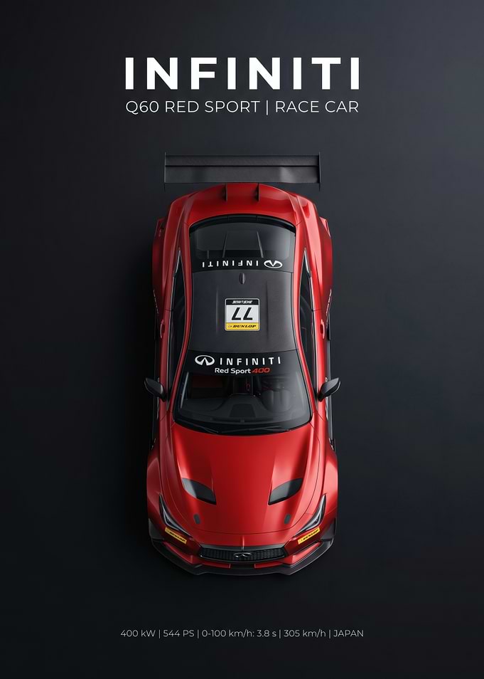 Infiniti Q60 Red Sport Race Car