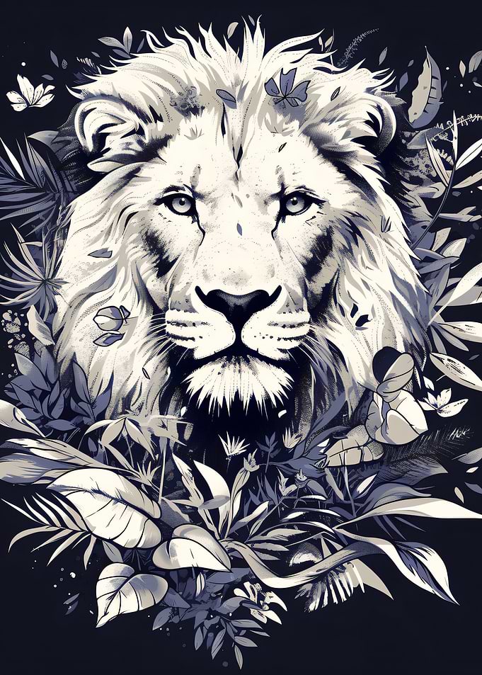 Majestic Lion in Lush Jungle