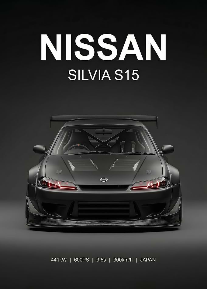 angry black Nissan Silvia S15 poster