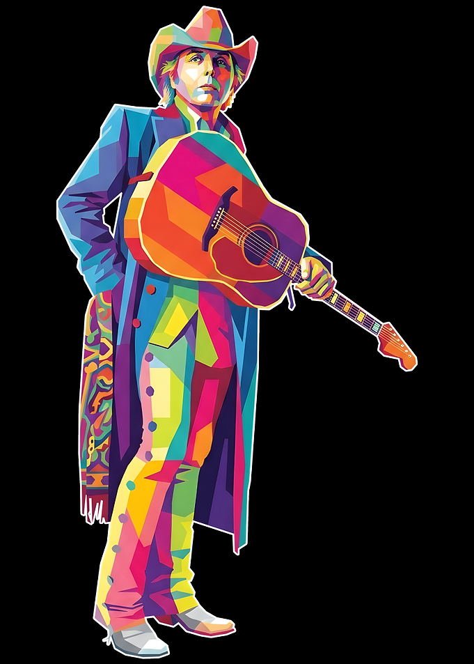 Dwight Yoakam Colorful Cowboy with Guitar