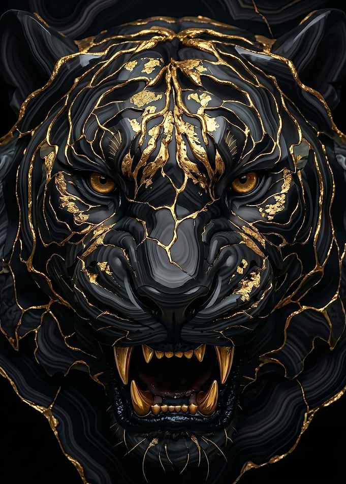 Black and Gold Tiger fantasy Portrait