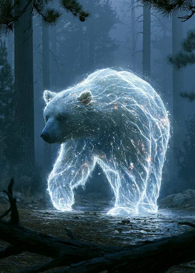 Spirit Bear in Misty Forest