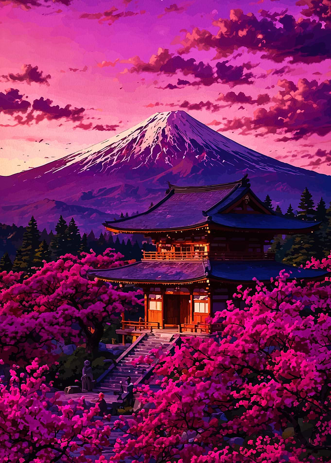 Mount Fuji and Cherry Blossoms