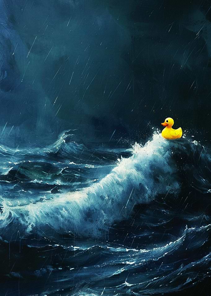 Rubber Duck in a Stormy Sea