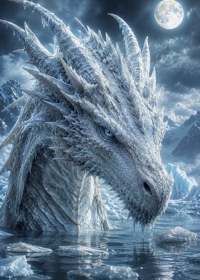 Ice Dragon in a Frozen Landscape