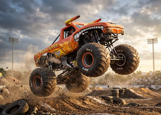 El Toro Loco Monster Truck Jumping