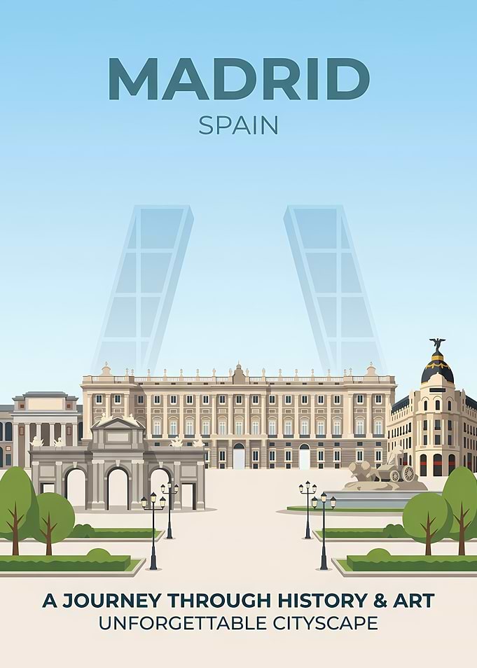 Madrid Cityscape Travel Poster
